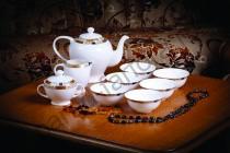 Чайный сервиз с пиалами на 6 персон Акку "Золотая веточка" 9 предметов