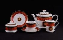 Чайный сервиз на 6 персон Сабина "Версаче красная лента" 15 предметов 